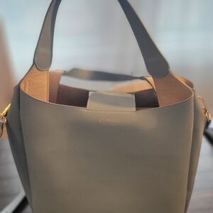 Clamire Light Blue Leather Shoulder Bag